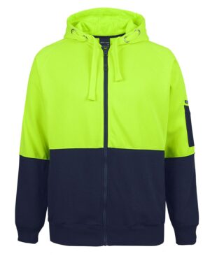 JB's HI VIS FULL ZIP FLEECY HOODIE